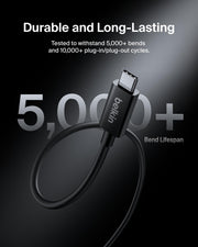 Thunderbolt 5 Cable USB-C USB4 120Gbps 240W High Speed Data Transfer Supports 4K/540Hz Heavy Duty for iPhone 16/MacBook/iPad Pro/iMac/Windows USB-IF Certified 1M Black by Belkin –