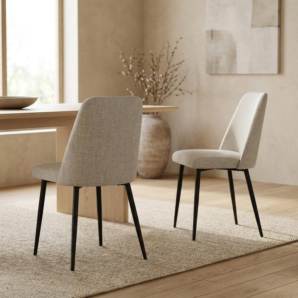 Polyester-Upholstered Dining Chairs Set of by Starlight Canyon Home – Iron, Natural, Pack of 2