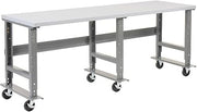 Global Industrial Mobile Adjustable Height Extra Long Industrial Workbench,