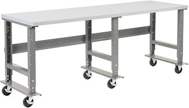 Global Industrial Mobile Adjustable Height Extra Long Industrial Workbench,
