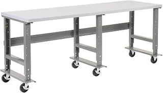 Global Industrial Mobile Adjustable Height Extra Long Industrial Workbench,