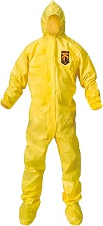 KLEENGUARD A70 Chemical Spray Protection Coveralls (00685) Suit, Hooded, Booted, Zip Front, Elastic Wrists, Size 2XL, Yellow, (Qty 12)