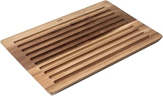 Kuhn Rikon Culinary Forged Bread Cutting Board, Wooden Cutting Board for Bread with Crumb Catching Design, Acacia Wood
