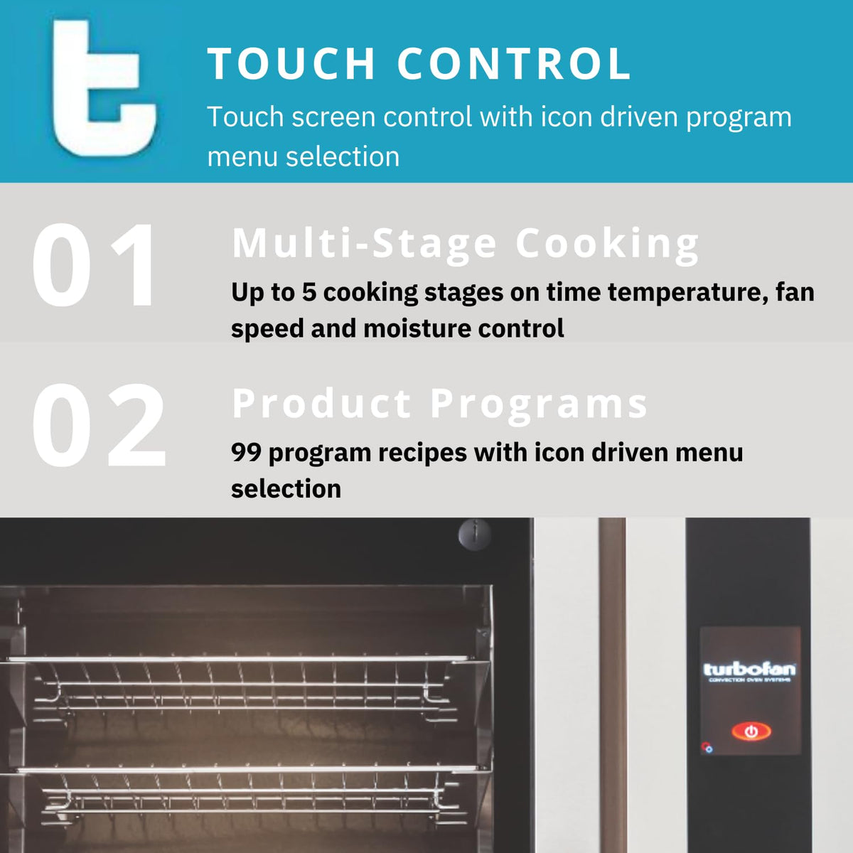 Turbofan E32 Full Size Countertop Electric Convection Oven w/Stand by Moffat – Stainless Steel, Model E32T5/2C-240V