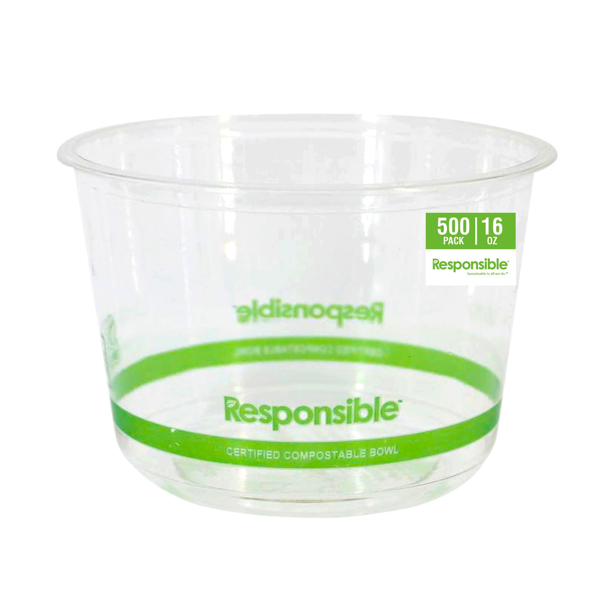 16 oz Clear Round Deli Container by Responsible Products – 16 oz, 16.0 fluid_ounces, Other, Clear, Model RP-PLARDC16-117-500