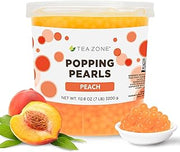 TEA ZONE [7 Pounds] Peach POPPING PEARLS™ for Boba Tea Beverages, Sweets, Ice Cream Topping | B2061