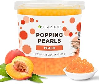 TEA ZONE [7 Pounds] Peach POPPING PEARLS™ for Boba Tea Beverages, Sweets, Ice Cream Topping | B2061
