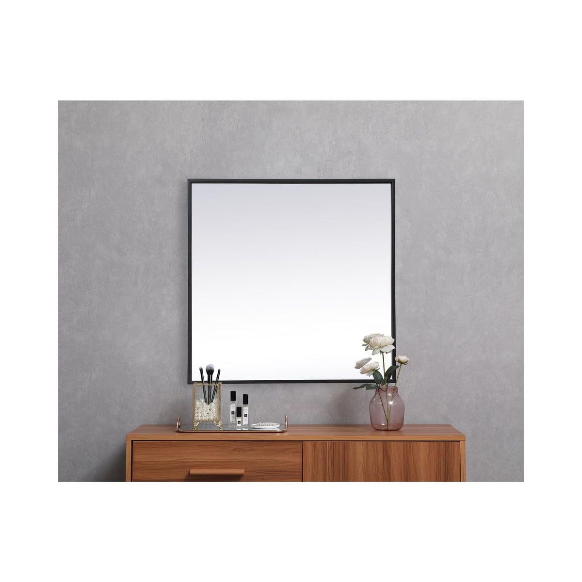 Elegant Decor Black / 24"L x 24"W / Modern Wall-Mounted Mirrors