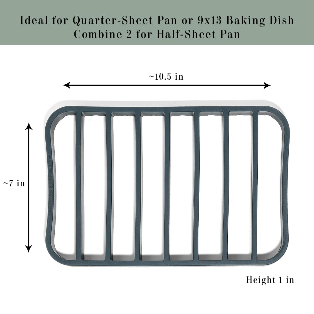 The Silicone Kitchen Roasting Rack Set, Silicone, 7 x 10.75 Inch, Vintage Navy
