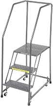 Ballymore H318P Perforated 16" W 3 Step Steel Rolling Ladder 10" D Top Step