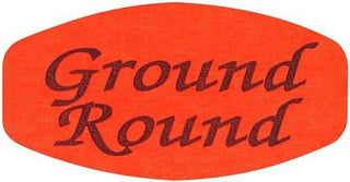 Ground Round Labels Fluorescent Red Grabber Grocery Store Labels Black Imprint - 1 3/8" L x 7/8" H 1000 Per Roll