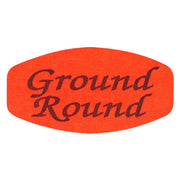 Ground Round Labels Fluorescent Red Grabber Grocery Store Labels Black Imprint - 1 3/8" L x 7/8" H 1000 Per Roll by BOLLIN LABEL AND CO – Paper, Red, Pack of 1000, Model 12120