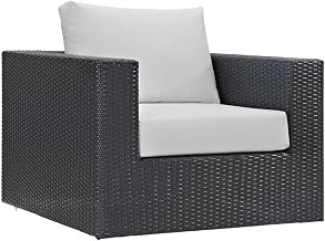 Gray Outdoor Lounge Chair with Armrests, Cushioned Back and Seat, Durable Frame, Stylish Outdoor Patio Seating, Weather-Resistant Design
