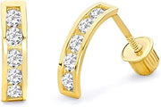 14k Yellow OR White Gold Channel Stud Earrings with Screw Back