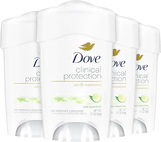 Dove Deodorant for Women, Clinical Protection Antiperspirant, Cool Essentials 4-Pack – Prescription Strength Wetness Protection with ¼ Moisturizers, 1.7 Oz Ea