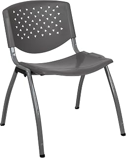 Flash Furniture Hercules Plastic Stack Chair, Gray | Powder Coated, 880 LBS. Weight Capacity