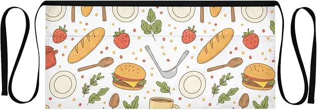 Food and Tableware Waist Apron with 3 Pockets Waiter Server Short Aprons 25.2x11.8 Inch Stain Resistant Apron for Kitchen Garden Restaurant 1 Pack