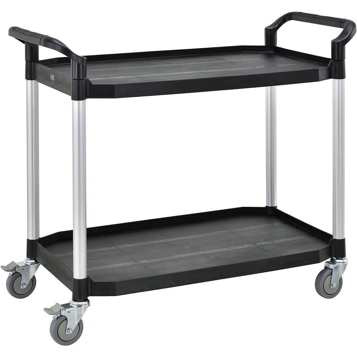 Large 2 Shelf Utility Cart by Global Industrial – Plastic, Black & Silver, Model PUC-220