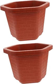 2pcs Hexagonal Plastic Flower Planters Drainage Holes Sturdy and Lightweight for Home and Office Decor