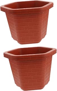 2pcs Hexagonal Plastic Flower Planters Drainage Holes Sturdy and Lightweight for Home and Office Decor