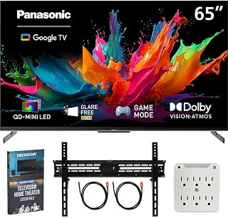 Panasonic 65" W85C 4K 3840x2160 60Hz QD-Mini LED Google TV (2026) Bundle | 2x Deco Gear HDMI Cable + 6-Outlet Surge Adapter + 37" - 70" TV Wall Mount + Deco Gear TV Guide