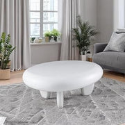 30" Contemporary Coffee Table, Round Coffee Table with High Gloss Surface, Mesa De Centro para Sala with Sturdy MDF Structure for Modern Lounge Spaces, Gloss White