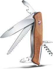 Victorinox Ranger 55 Wood Swiss Army Knife, 10-Function Pocket Knife