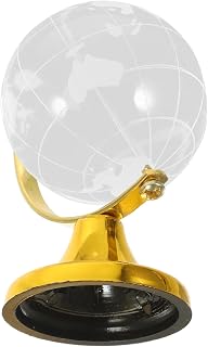 Crystal Desk World Globe with Stand Educational Decoration Golden | Crystal, Desktop Display for Home or Store, Included Stand, Geography Style for Office Use