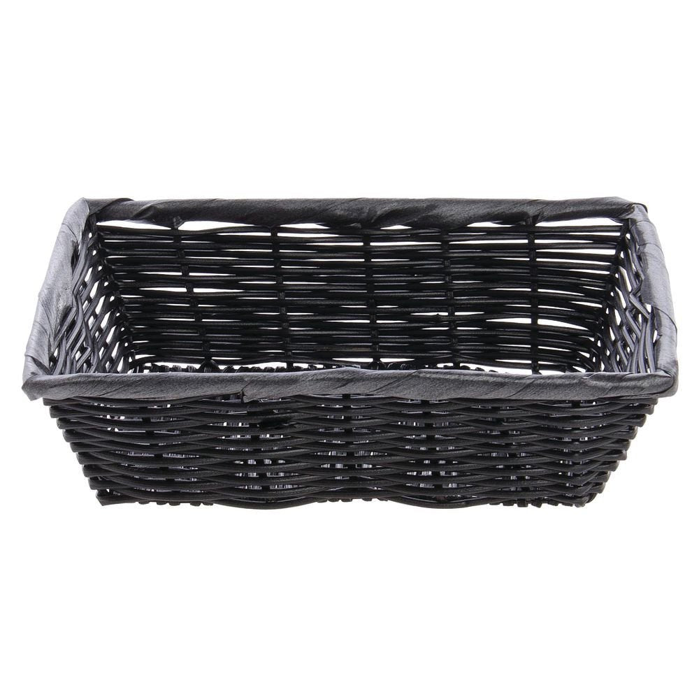 10" x 7 1/2" x 3" Large Synthetic Wicker Basket by HUBERT – 10" x 7.5" x 3", Plastic, Black, Model K340 BLK