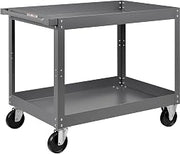 2 Shelf Deep Tray Steel Stock Cart by Global Industrial – 3"L x 24"W x 32"H, 12-Gauge Steel, Gray, Model 988843
