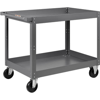 2 Shelf Deep Tray Steel Stock Cart by Global Industrial – 3"L x 24"W x 32"H, 12-Gauge Steel, Gray, Model 988843