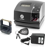 Lathem 1600E Time Clock Machine and Document Stamp, Charcoal Gray