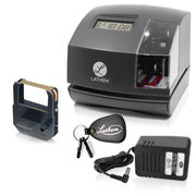 Time Clock Machine and Document Stamp by Lathem – 5.7" x 6.3" x 7.2", ABS Plastic, Charcoal Gray, Model 1600E
