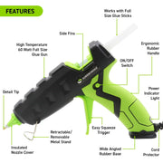Powerful 60 Watt Full Size Fine/Detail Tip Hot Glue Gun by Surebonder – .063 (1/16) inches, Black and Green, Model H-327F