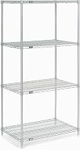 Nexel 4-Shelf Wire Shelving Unit, Clear Epoxy Finish, 18"W x 24"L x 74"H