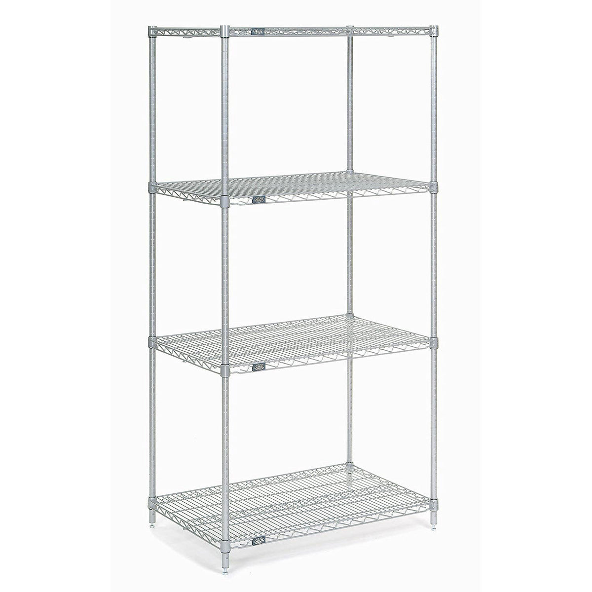 4-Shelf Wire Shelving Unit by Nexel – 18"x24"x74", Alloy Steel, Silver, Model 189224