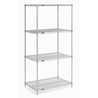 4-Shelf Wire Shelving Unit by Nexel – 18"x24"x74", Alloy Steel, Silver, Model 189224