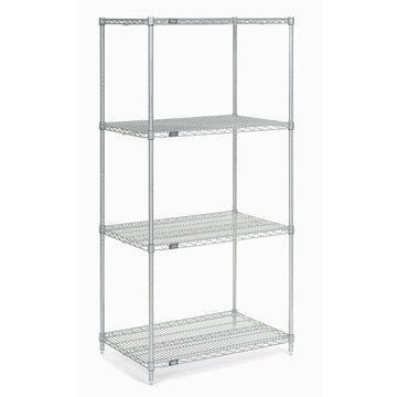4-Shelf Wire Shelving Unit by Nexel – 18"x24"x74", Alloy Steel, Silver, Model 189224