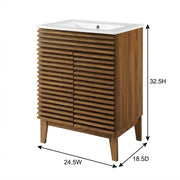 Walnut White Bathroom Vanity by Furnifact – Bicast Leather, Walnut White
