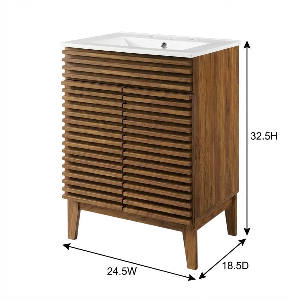 Walnut White Bathroom Vanity by Furnifact – Bicast Leather, Walnut White