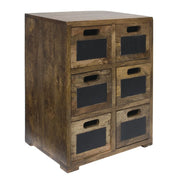 Rustic Look Display Fixture 6 Drawers with Chalkboard Signs Mango Wood - 17" L x 11 2/5 W x 20" H by HUBERT – 17" L x 11 2/5 W x 20" H, Mango Wood, Brown, Model MDA-H716-04