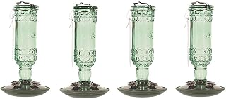 Perky-Pet 8108-2 Green Antique Bottle 10-Ounce Glass Hummingbird Feeder FAcwaE, 4 Pack (5.5L x 5.5W ins.)