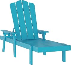 Flash Furniture HDPE Adjustable Adirondack Lounger, Cup Holder, Blue