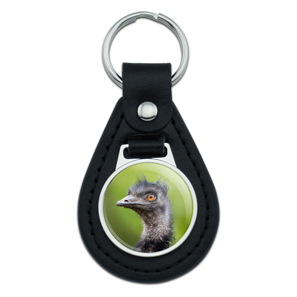 Graphics and More Emu Funny Black Leather Keychain by GRAPHICS & MORE – One Size, Leather, Black, Model K.LTHR.BLACK.21639