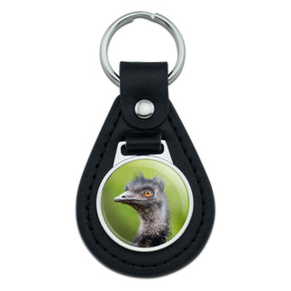 Graphics and More Emu Funny Black Leather Keychain by GRAPHICS & MORE – One Size, Leather, Black, Model K.LTHR.BLACK.21639