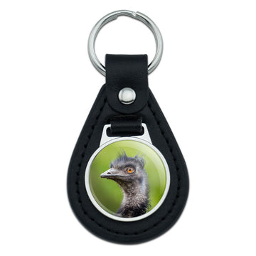 Graphics and More Emu Funny Black Leather Keychain by GRAPHICS & MORE – One Size, Leather, Black, Model K.LTHR.BLACK.21639