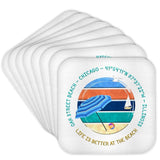 American Beaches - Oak Street Beach Set of 8 Coasters - Cork by 3dRose – Set of 8 Cork Coasters, Cork, Multicolor, Pack of 8, Model cst_375285_6