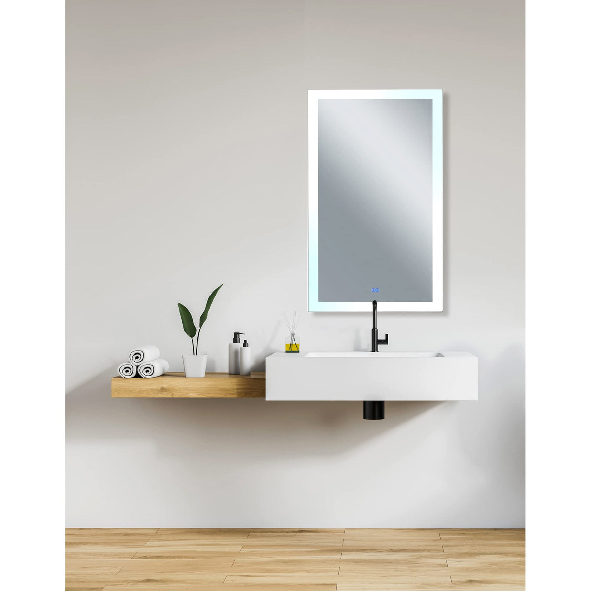 Abigail Rectangle Matte White LED 30 in. Mirror by CWI Lighting – 49"L x 29.5"W, Metal, White, Model 1233W30-49