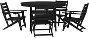 Flash Furniture 5-Piece HDPE Adirondack Dining Set, Black | 48" Round Table, 4 Chairs with Cup Holders, All-Weather HDPE, Commercial Grade