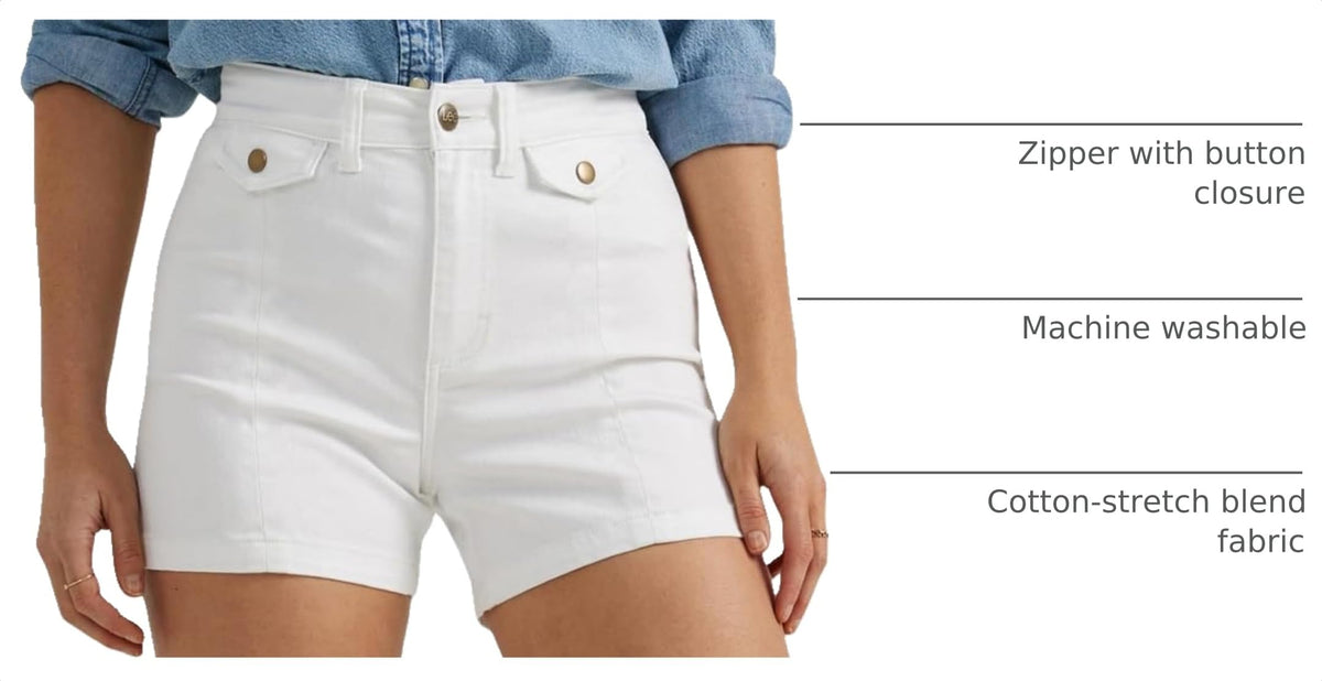 Women's Legendary Seamed Denim Short Bright White by Lee – Cotton, Polyester, Spandex, Bright White, Model 112346701
